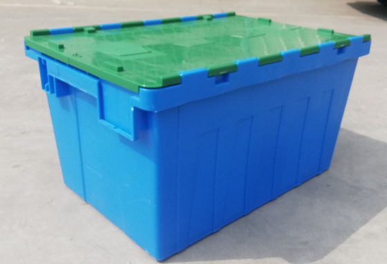 Προσαρμογής 35kg φόρτωσης πλαστικό εμπορευματοκιβώτιο καπακιών Tote συνημμένο κιβώτιο που συσσωρεύει να τοποθετηθεί