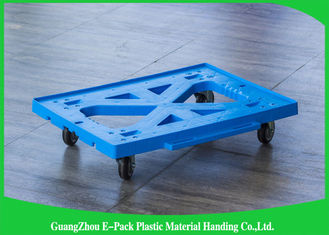Flat Blue Plastic Moving Dolly Four Wheels 100% PP Materials For Industrial