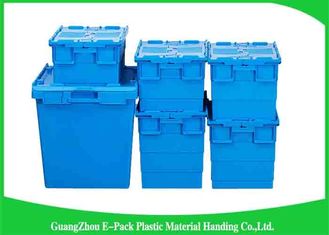 Nestable Plastic Attached Lid Containers ,  Industrial Storage Turnover Crate