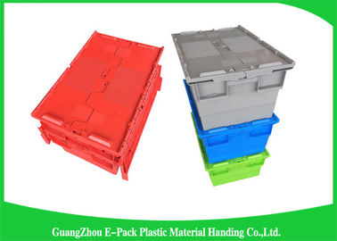 Φιλικά προς το περιβάλλον Stackable βαρέων καθηκόντων πλαστικά εμπορευματοκιβώτια αποθήκευσης με τα συνημμένα καπάκια