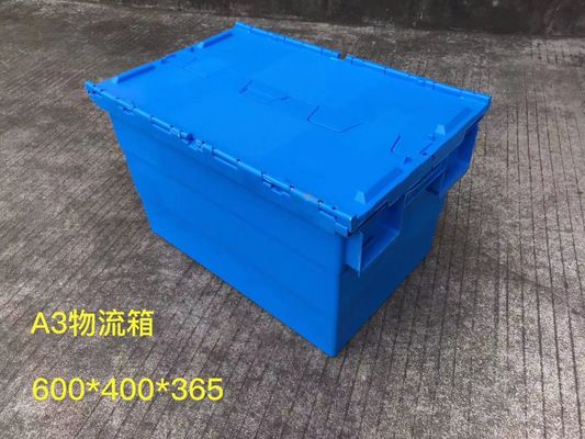 Theftproof 600*400mm πλαστική αποθήκευση Totes με το αρθρωμένο καπάκι