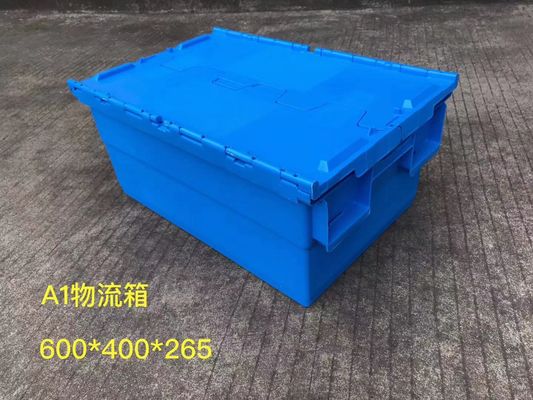 Theftproof 600*400mm πλαστική αποθήκευση Totes με το αρθρωμένο καπάκι
