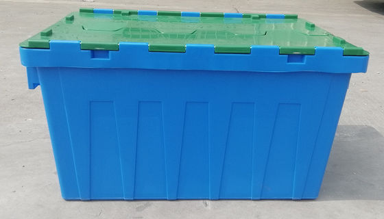 Προσαρμογής 35kg φόρτωσης πλαστικό εμπορευματοκιβώτιο καπακιών Tote συνημμένο κιβώτιο που συσσωρεύει να τοποθετηθεί